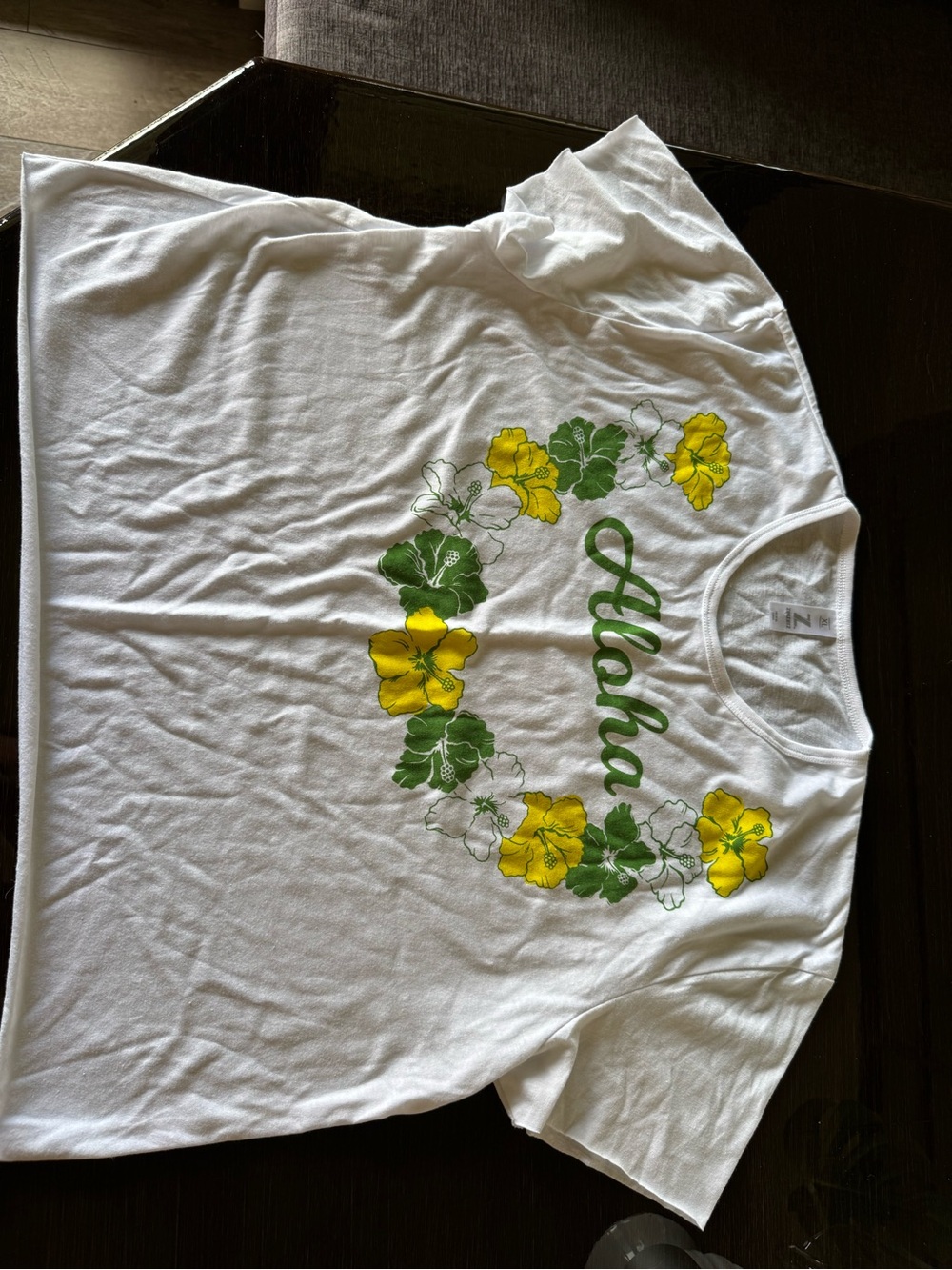 UofO Aloha Floral Tee - White with Yellow & Green-Go Ducks!